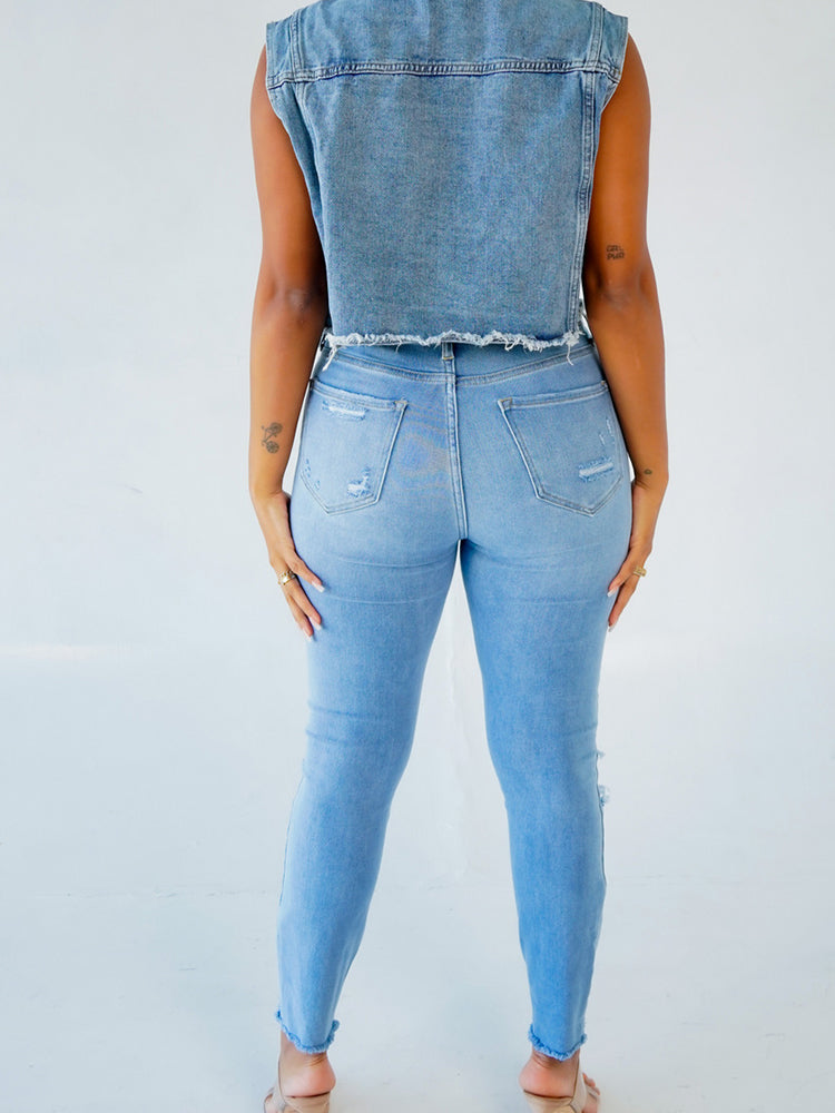 Casual Sleeveless Denim Jacket