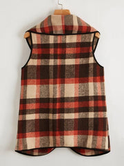 Asymmetrical Hem Plaid Waterfall Coat