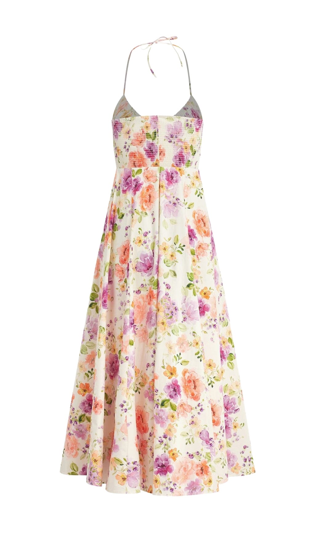 FLORAL HALTER MIDI DRESS IN PINK