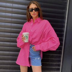 Bold Long Sleeve Shirt - Hot Pink