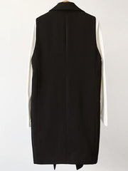 Bow Tie Waist Longline Belted Vest Coat