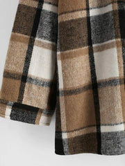 Button Front Plaid Wool Blend Shacket