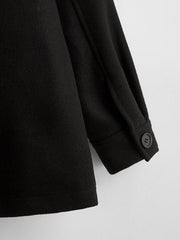 Button Front Pocket Patched Coat