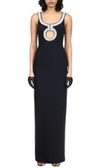 CUT OUT BANDAGE MAXI DRESS IN BLACK