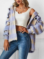 Checkered Drop Shoulder Pocket Coat