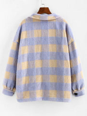 Checkered Drop Shoulder Pocket Coat