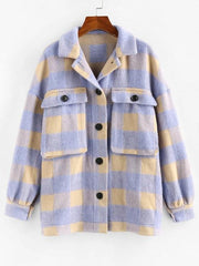 Checkered Drop Shoulder Pocket Coat