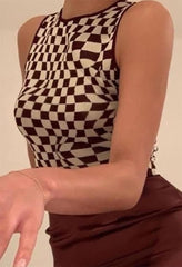 Checkered Print Crop Tank Top