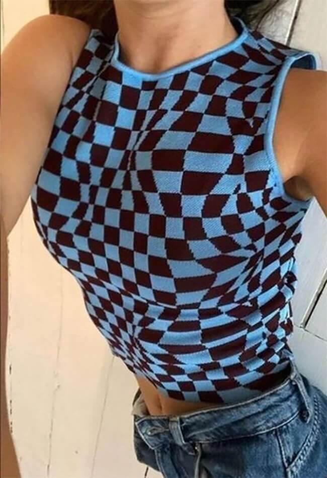 Checkered Print Crop Tank Top