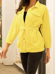 Colored Belt Denim Coat