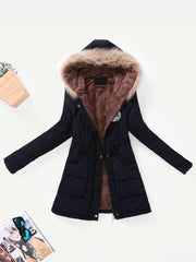 Contrast Lined Hood Parka Coat