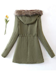 Contrast Lined Hood Parka Coat