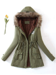 Contrast Lined Hood Parka Coat