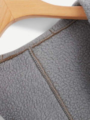 Contrast Sherpa Lining Single Button Hooded Coat