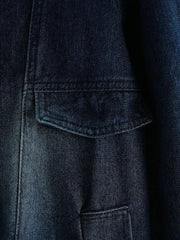 Distressed Detachable Hood Combo Denim Coat