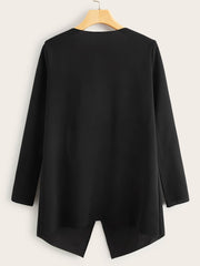 Draped Collar Open Front Coat