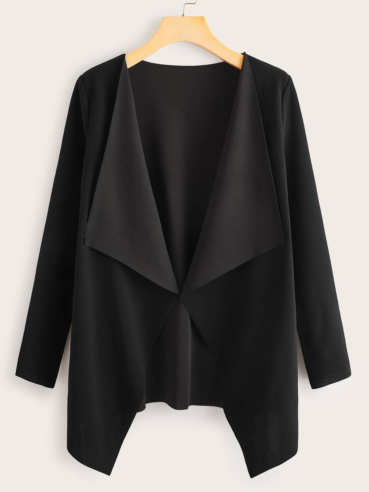 Draped Collar Open Front Coat