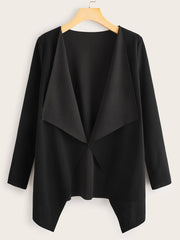 Draped Collar Open Front Coat