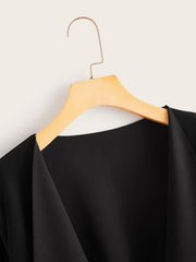 Draped Collar Open Front Coat