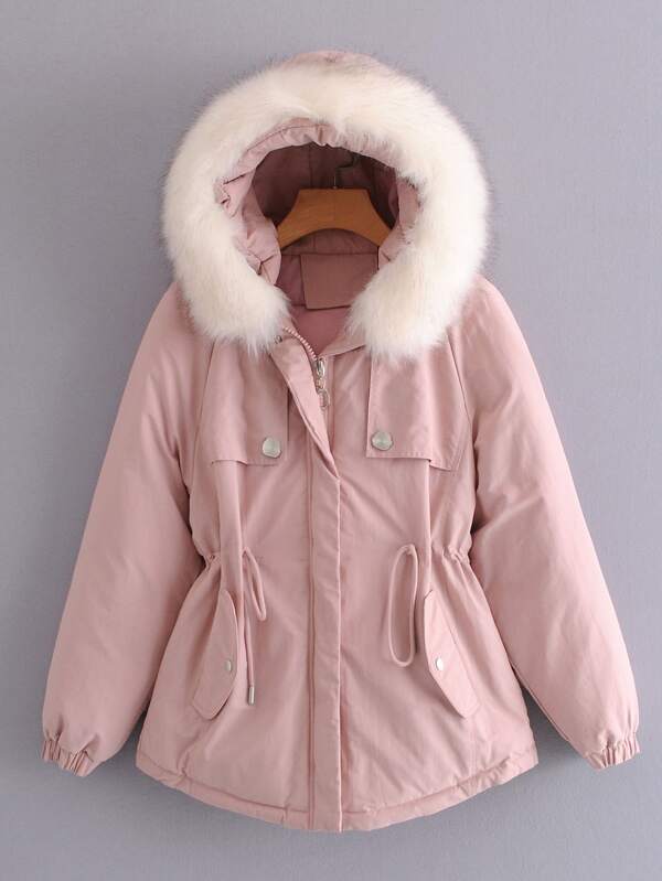 Drawstring Parka Coat