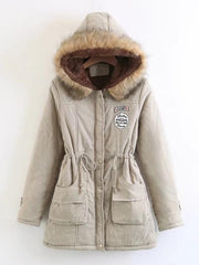 Drawstring Waist Parka Coat