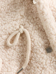 Drawstring Waist Pocket Teddy Vest Coat