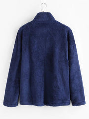 Dual Pocket Leopard Panel Fluffy Coat