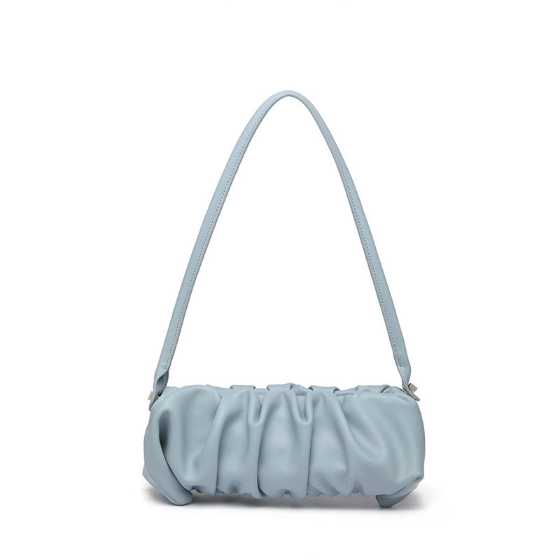 Dynamic Ruched Solid Color Crossbody Shoulder Bag - Blue