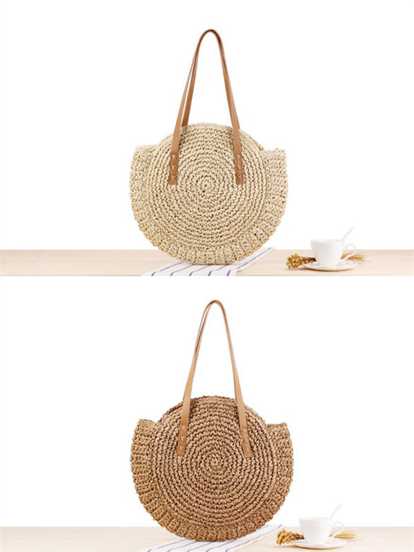 Vintage Round Straw Beach Bag