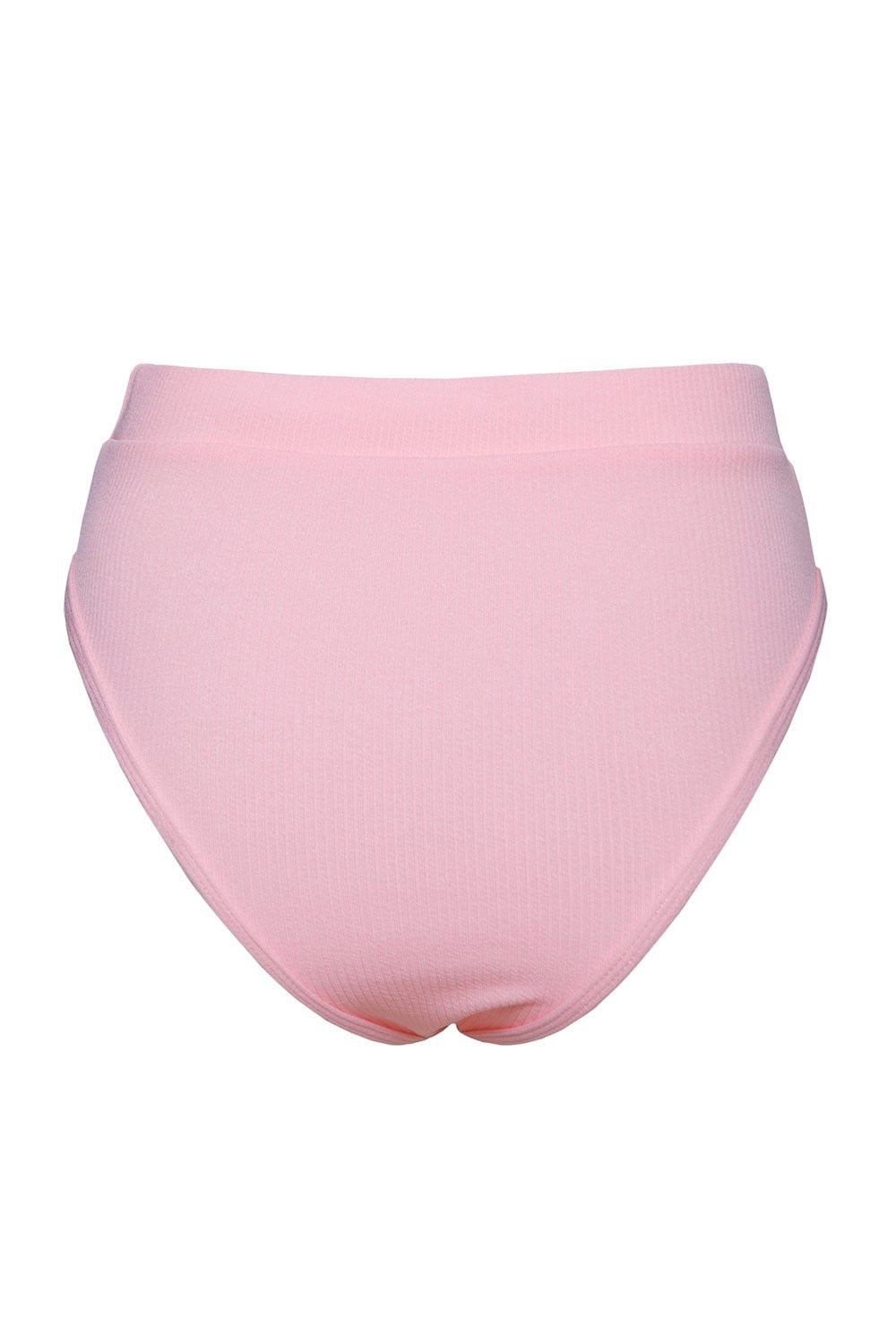 Pink Ribbed High Waist Bikini Bottoms