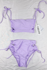 Lilac Lattice Side High Waisted Bikini Bottoms