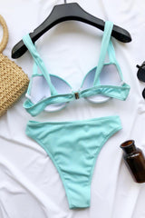 Light Blue Rib High Waisted Bikini Bottom