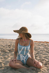 Vintage Floral Print Reversible Tie-Shoulder One Piece Swimsuit