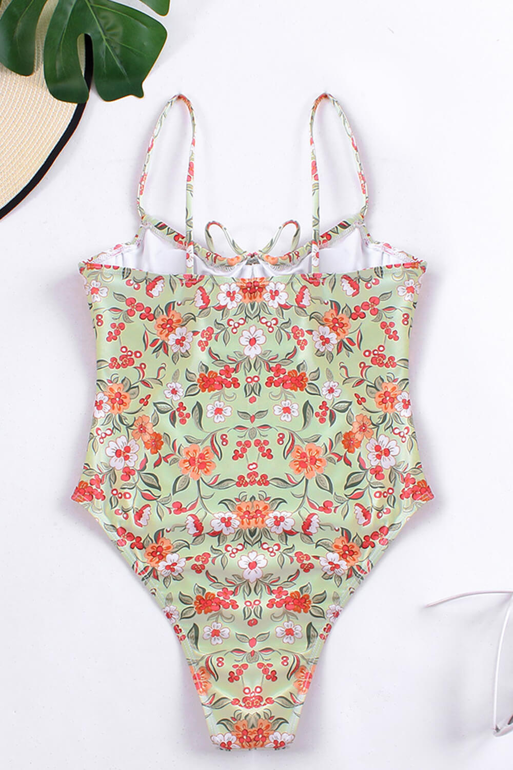 Blossom Tie Front Underwire One Piece Swimsuit - Lemon