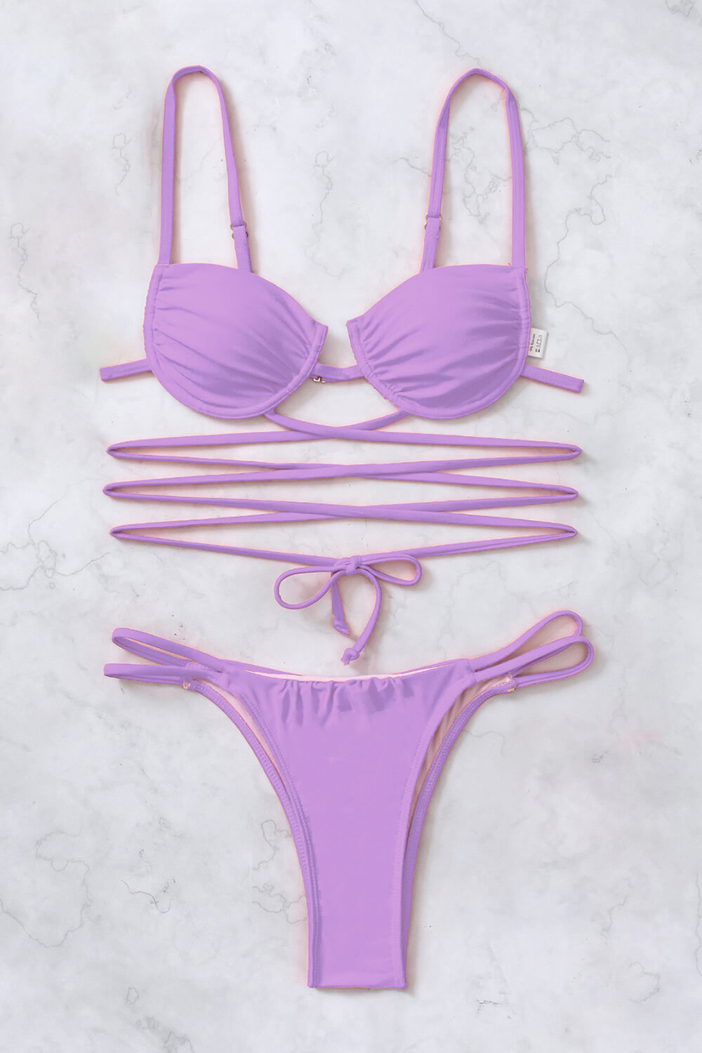 Underwire Wrap Around High Leg Bikini Set