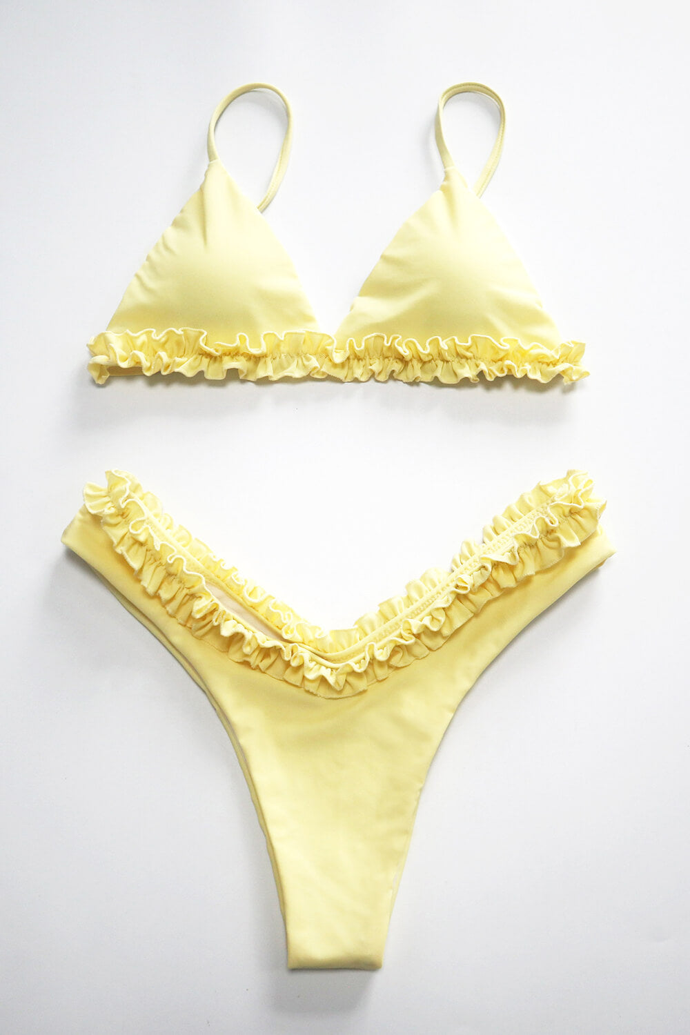 Triangle Ruffled High-Cut Bikini Set