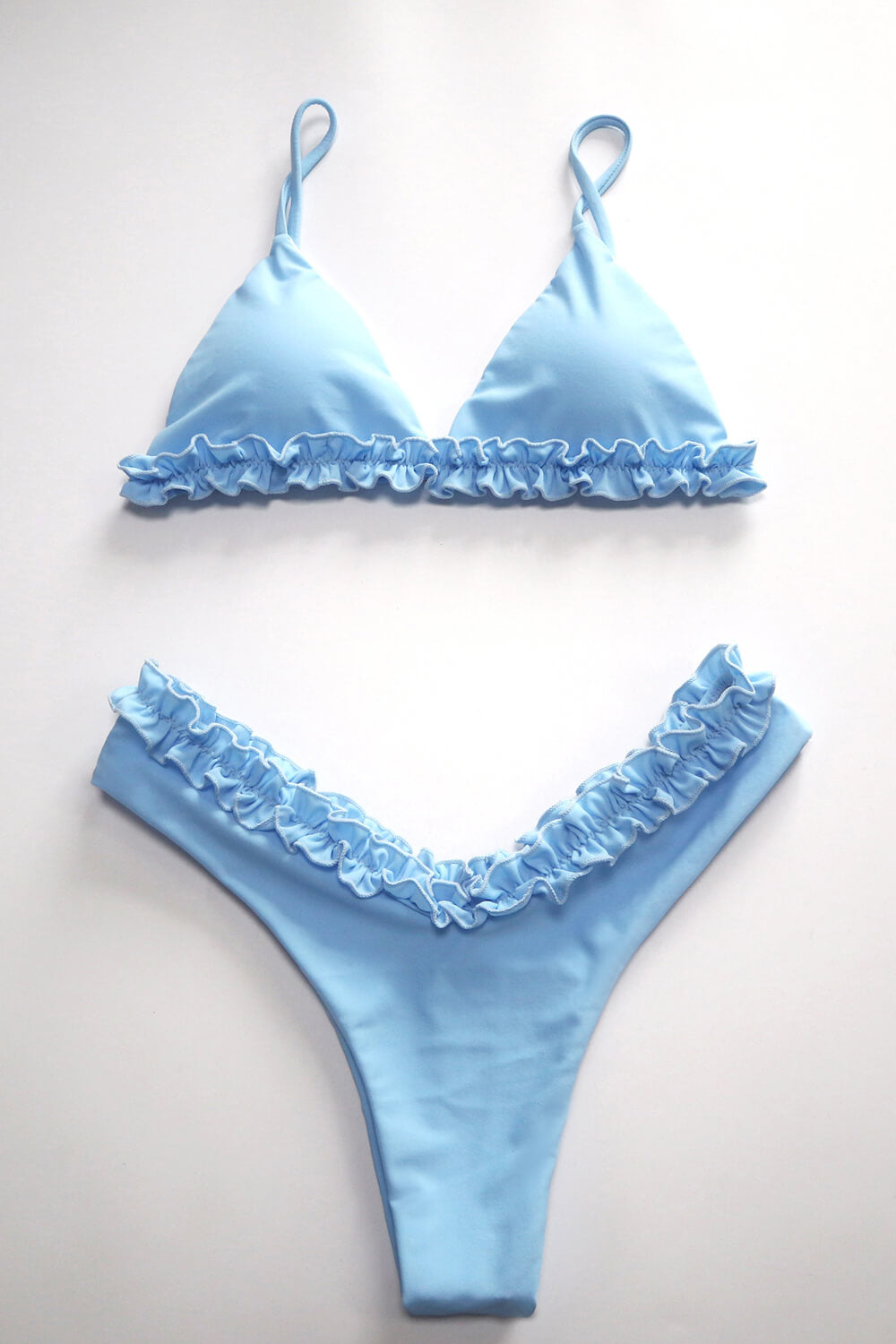 Triangle Ruffled High-Cut Bikini Set