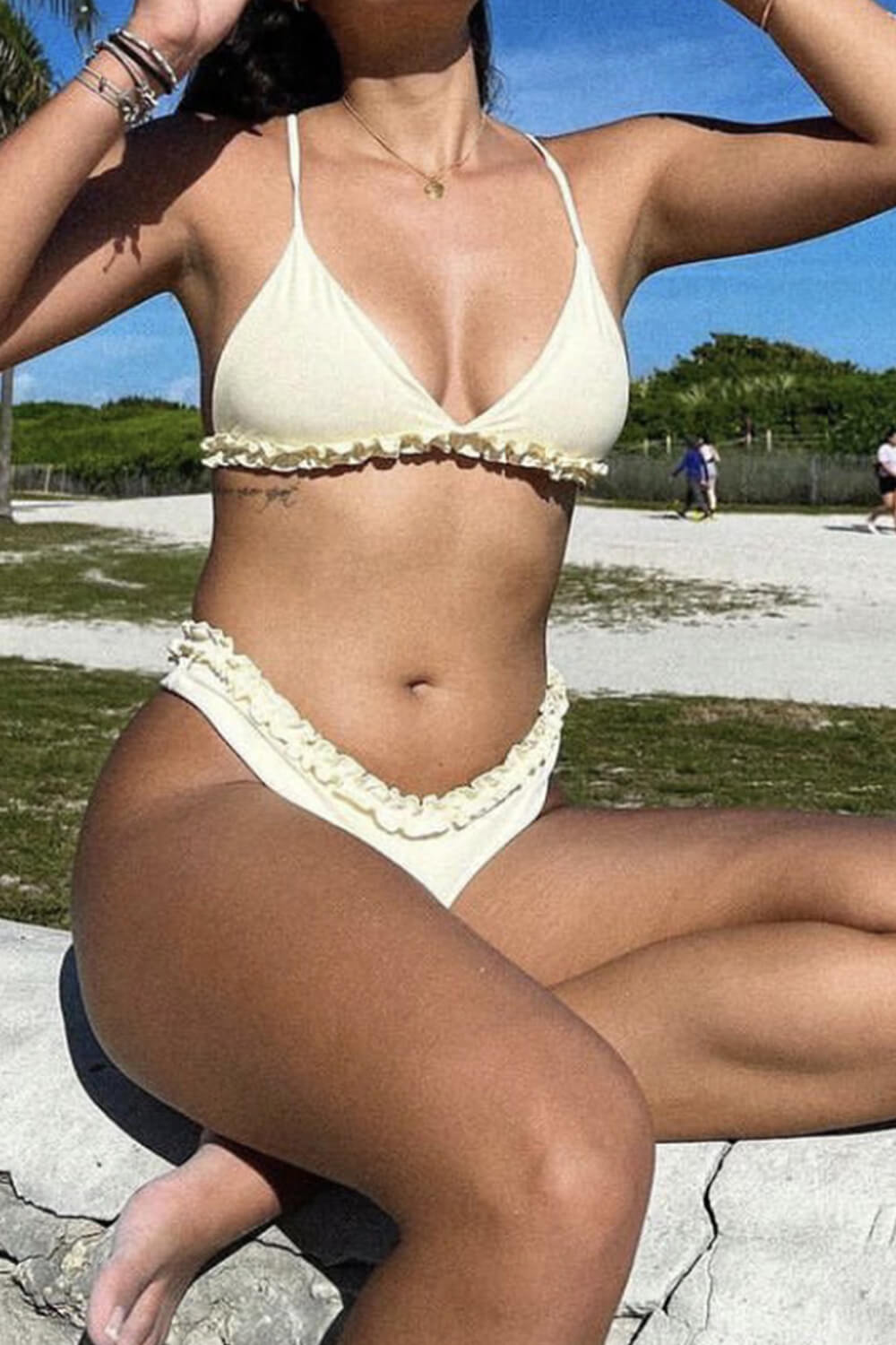 Triangle Ruffled High-Cut Bikini Set
