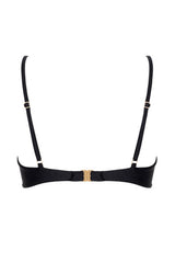 Drawstring Bralette Lace Up Tie Side Bikini Set - Black
