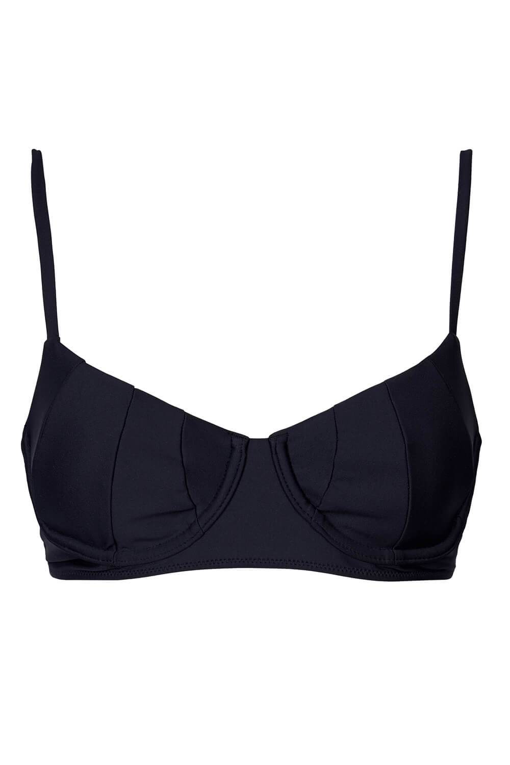 Black Panelled Bra Bikini Top