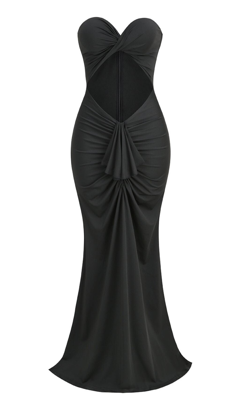 BANDEAU DRAPE MAXI DRESS IN BLACK