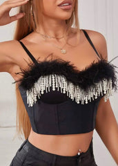 PEARL FEATHER CORSET TOP