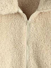 Leopard Pocket Zip Faux Fur Teddy Coat