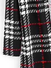 Long Plaid Open Front Coat