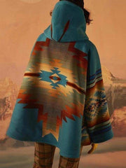 Long-sleeved Printed Woolen Coat
