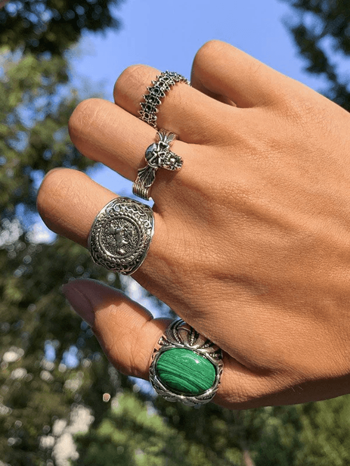 Men's 4pcs Vintage Silver Ring
