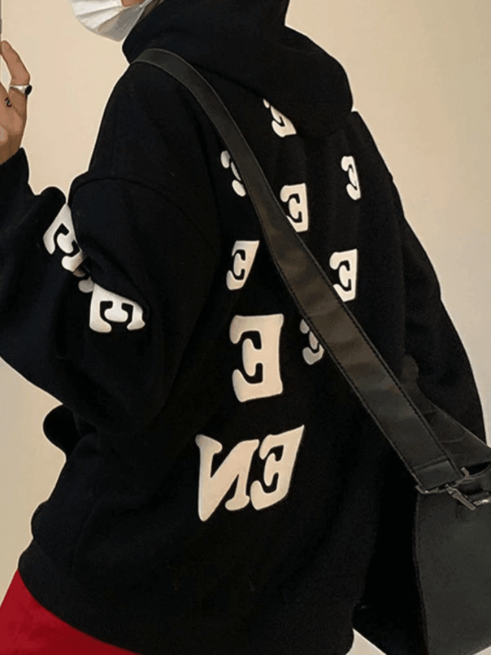 Men's Alphabet Graphic Pullover Hoodie