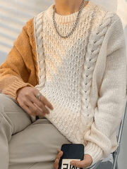 Men's Color Block Cable Knit Sweater