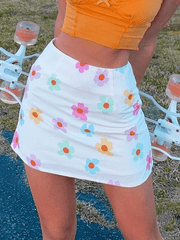 Mesh Floral Print Mini Skirt