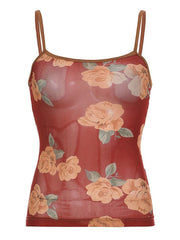 Mesh Floral Vintage Crop Cami Top